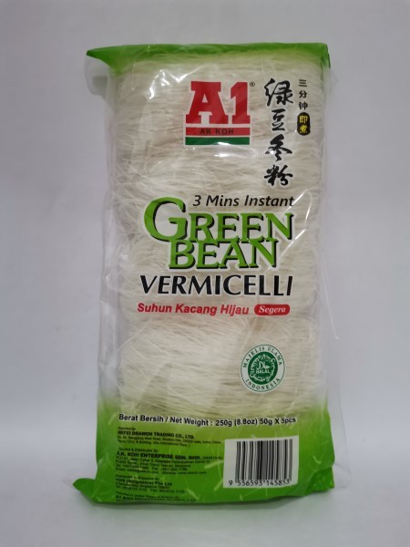 A1 Green Bean Vermicelli 250g 绿豆冬粉suhun Kacang Hijau 非清真干粮杂货面条柔佛 新山 马来西亚 古来 士乃供应商 批发商 供应 新蓝星有限公司