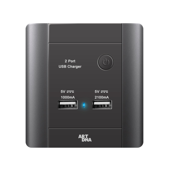 DOUBLE USB CHARGER CLASSIC GREY A68 Elegance Series Johor Bahru (JB), Malaysia, Selangor, Kuala Lumpur (KL) Supplier, Suppliers, Supply, Supplies | Art Dna (M) Sdn Bhd