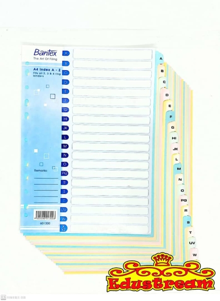 BANTEX A4 MANILA CARDBOARD INDEXES A-Z Labels Paper Product Stationery & Craft Johor Bahru (JB), Malaysia Supplier, Suppliers, Supply, Supplies | Edustream Sdn Bhd