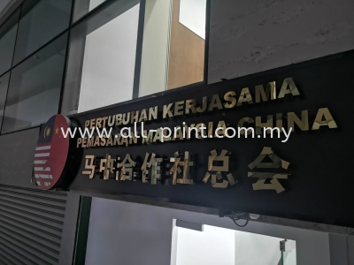 pertubuhan kerjasama pemasaran malaysia china-Gold stainless steel 3d box up lettering signage