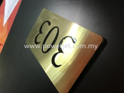 Gold Metal Cutting with Black Acrylic Base - Number Plate 