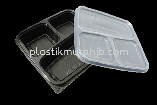 TTB-4 Black 3 Compartment Lunch Box PP Lunch Box Johor Bahru (JB), Malaysia, Pasir Gudang Supplier, Wholesaler, Supply, Supplies | SJ DIY Plastic Trading