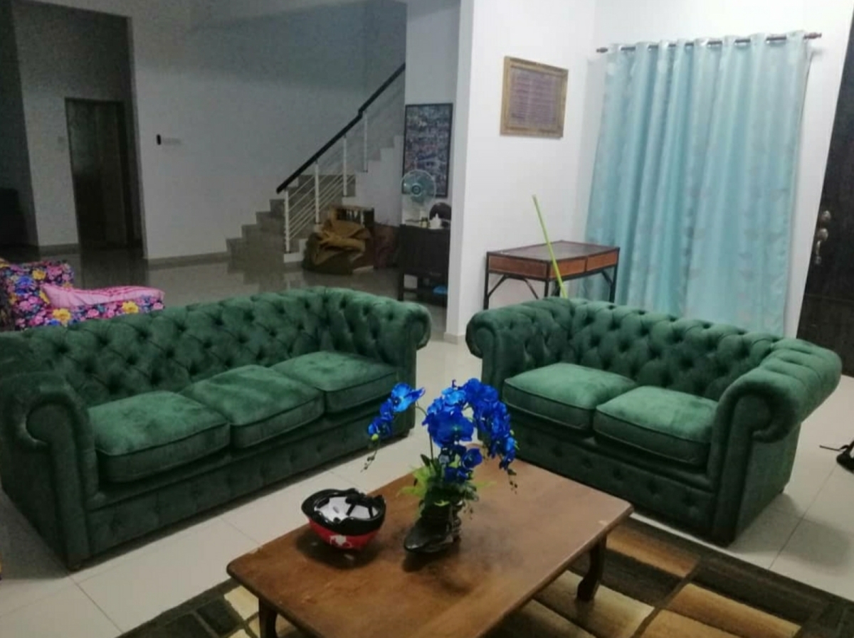 Green Chesterfield Deliver In Jitra Kedai Perabot Penang Living Room Special Sale Offer Latest Offer Penang