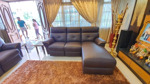 L shape Full Leather Sofa Make delivery PERABOT Bukit Mertajam