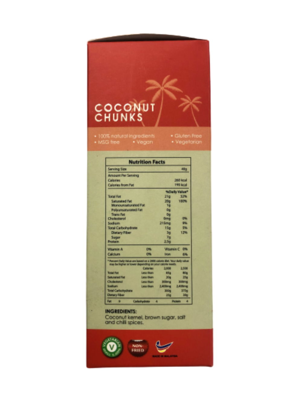 [ 48 Boxes x 1 Carton ] 40g Coconut Chunks Spicy (ORP : RM 9.90 / Box.)