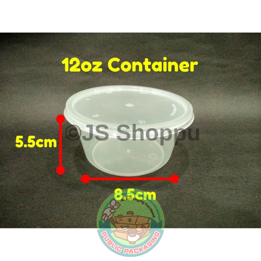 12oz Round Disposable Plastic Food Container (50pcs±)