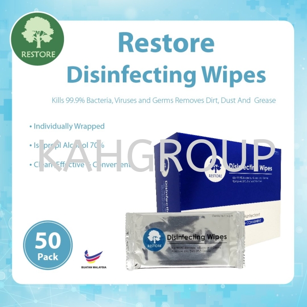 Restore Disinfecting Wipes @ Kill 99% Bacteria Virus Hand Sanitizer & Surface Disinfection Selangor, Malaysia, Kuala Lumpur (KL), Johor Bahru (JB), Penang, Perak Supplier, Suppliers, Supply, Supplies | Kualiti Alam Hijau (M) Sdn Bhd