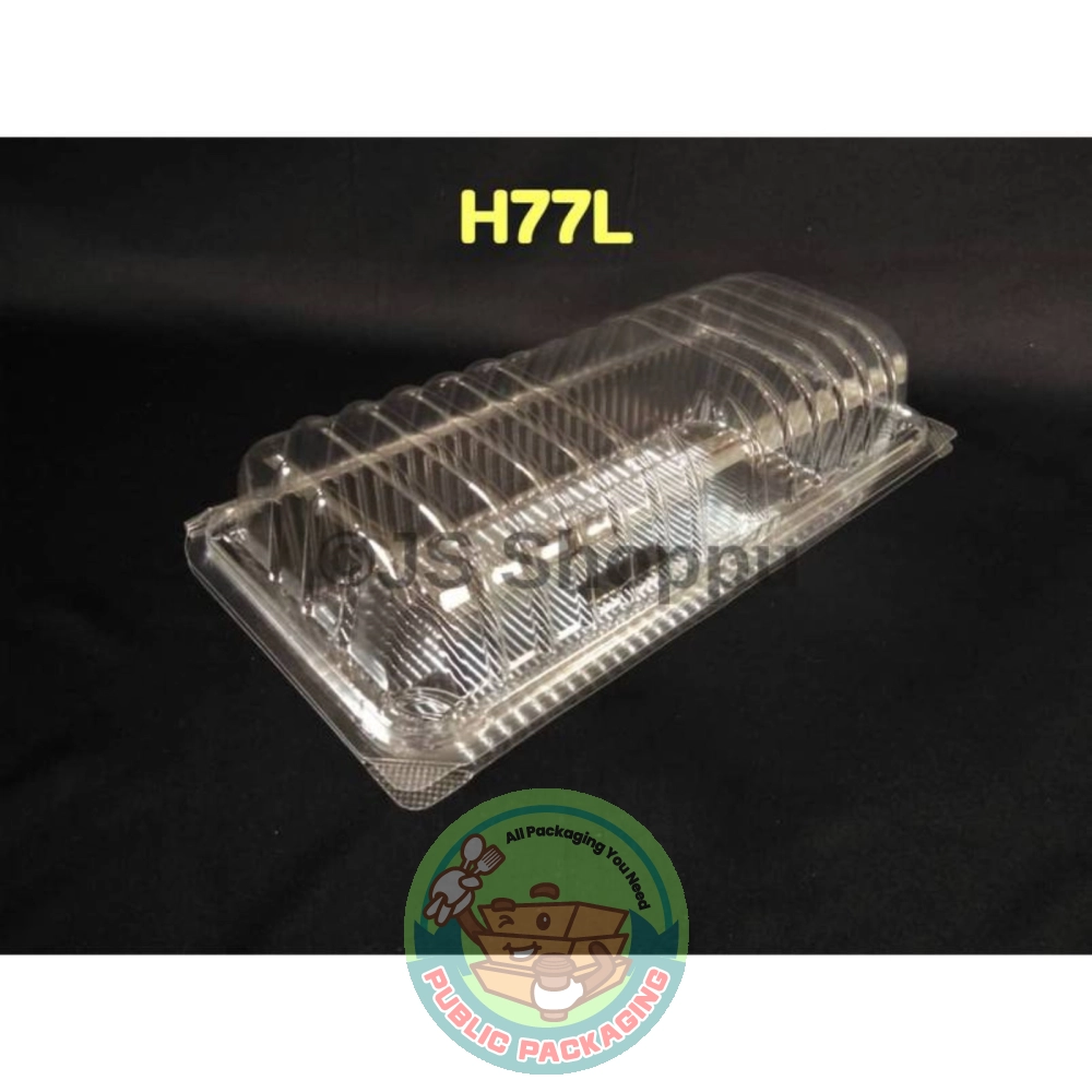 OPS-H77L - BX Plastic Tray with Lock (100pcs±) Bakery Disposable Clear Food Box - Swiss Roll Cake Box - H77L