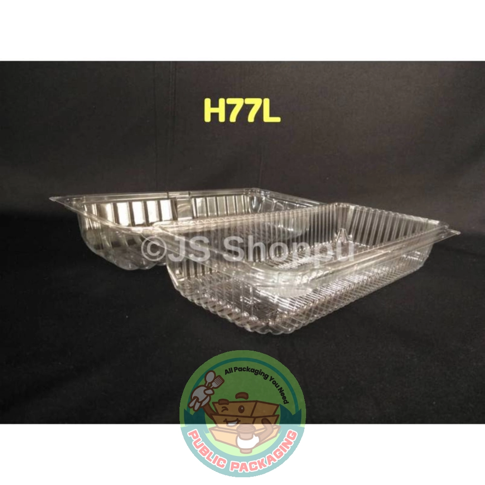 OPS-H77L - BX Plastic Tray with Lock (100pcs±) Bakery Disposable Clear Food Box - Swiss Roll Cake Box - H77L