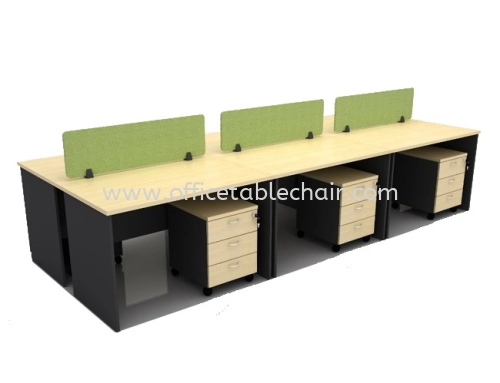 OPEN CONCEPT 6  CLUSTER WORKSTATION C/W FABRIC SOLID DESKING PANEL