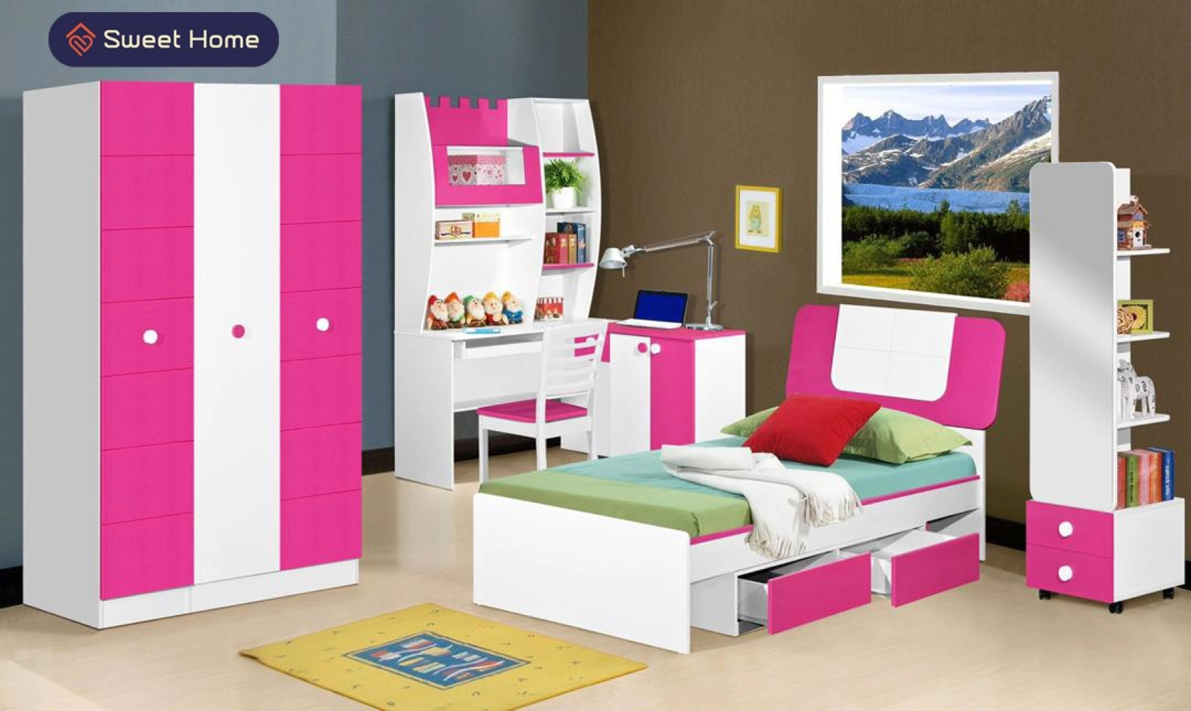 Kid's Bedroom Set Children's Bedroom Set Colorful Bedroom Set Almari Kanak-Kanak