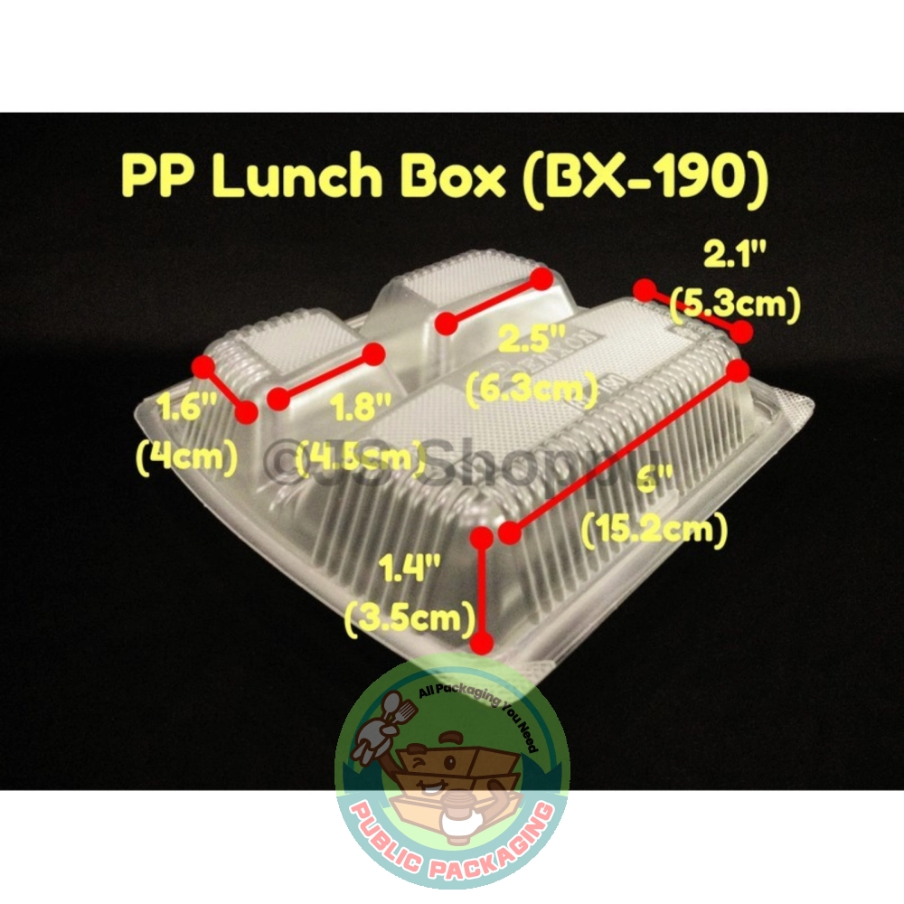 Disposable 3 Compartment PP Lunch Box - BX-190 (50pcs±) 