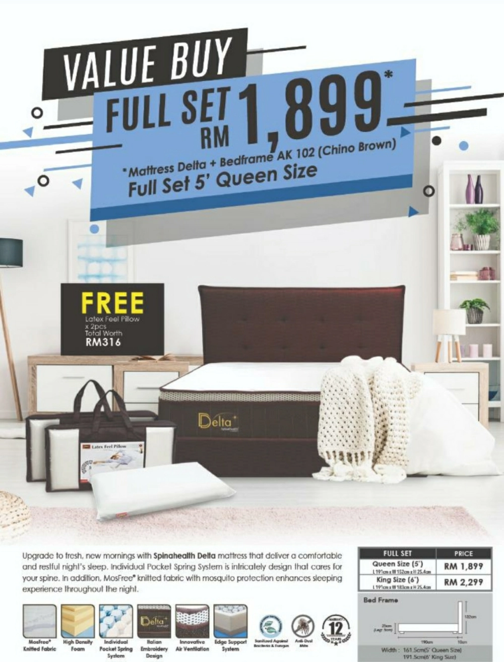 Full set Bed frame + Mattress SPECIAL PACKAGE PROMOTION PENANG 