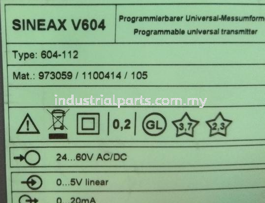 SINEAX V604 604-122 973059.1100414.105 Camille Bauer & SINEAX Amplifier / Transducer / Meter / Transmitter / Sensor Electrical (Sensor, Switch, Relay, Controller, Actuator, Module) Selangor, Malaysia, Kuala Lumpur (KL), Shah Alam Supplier, Suppliers, Supply, Supplies | Starfound Industrial Sdn Bhd