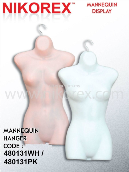 480131WH / 480131PK - FEMALE MODEL HANGER BIG MANNEQUIN HANGERS  MANNEQUINS Malaysia, Johor Bahru (JB), Kuala Lumpur (KL), Selangor, Melaka, Perak, Pahang, Singapore Supplier, Manufacturer, Supply, Supplies | Nikorex Display Products (M) Sdn Bhd