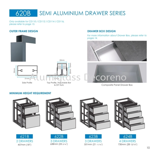 620B Semi Aluminium Drawer Series