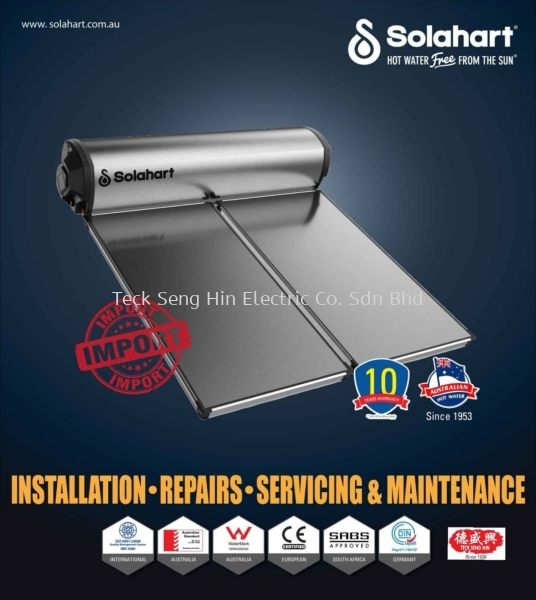 Solahart Water Heater ̫ˮ Australia Imported Ĵǽ Safe To Use ȫʹ Environment Friendly  Save Money ʡ% Rustproof  Years Manufacturer's Warranty ʮ̱ SOLAHART® Perak, Malaysia, Ipoh Supplier, Suppliers, Supply, Supplies | Teck Seng Hin Electric Co. Sdn Bhd