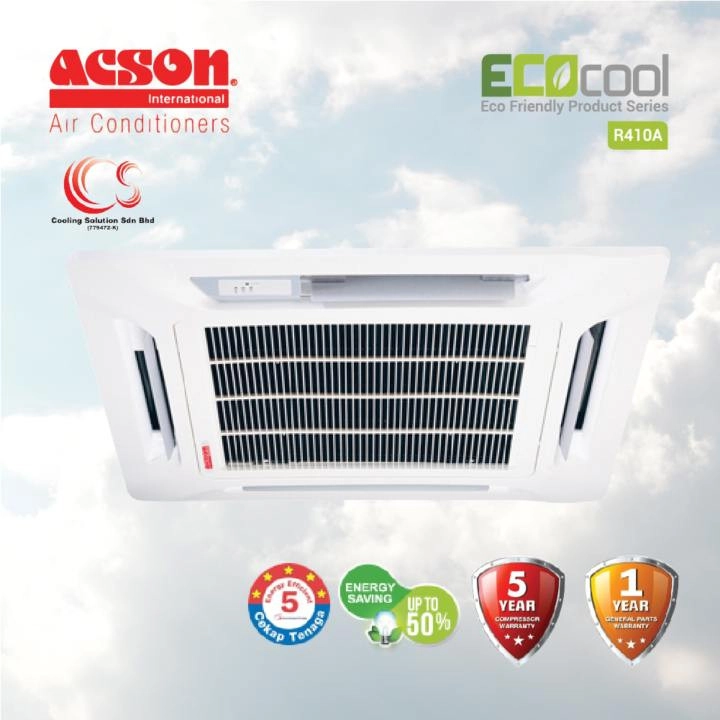 (A5CK10C / A5LC10F) ACSON CASSETTE NON INVERTER R410 1HP - 5 HP Air Conditioner/ Aircond