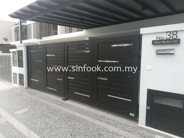 ALUMINIUM TRACKLESS FOLDING GATE Aluminium Trackless Folding Gate ALUMINIUM GATE Johor Bahru (JB), Senai, Selangor, Kuala Lumpur (KL), Klang, Seremban Installation, Services, Repair, Supplier | Sin Fook Electrical Alarm and Auto Gate Sdn. Bhd.