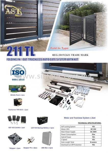 211TL TRACKLESS AUTOGATE SYSTEM TRACKLESS SYSTEM Auto Gate System Johor Bahru (JB), Senai, Selangor, Kuala Lumpur (KL), Klang, Seremban Installation, Services, Repair, Supplier | Sin Fook Electrical Alarm and Auto Gate Sdn. Bhd.