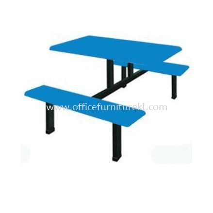 4 SEATER FIBREGLASS WITH BENCH SEAT (BLUE) - canteen table set/ fibreglass table sri petaling | canteen table selayang | canteen table kepong