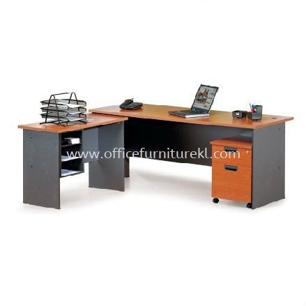 5' OFFICE TABLE / DESK C/W SIDE TABLE & MOBILE PEDESTAL 1D1F GT 157 (Color Cherry) - writing office table Bangi | writing office table Kajang | writing office table Taman Desa | writing office table Mid Year Sale