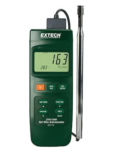 extech 407119 : heavy duty cfm hot wire thermo-anemometer