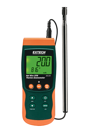 extech sdl350 : hot wire cfm thermo-anemometer/datalogger