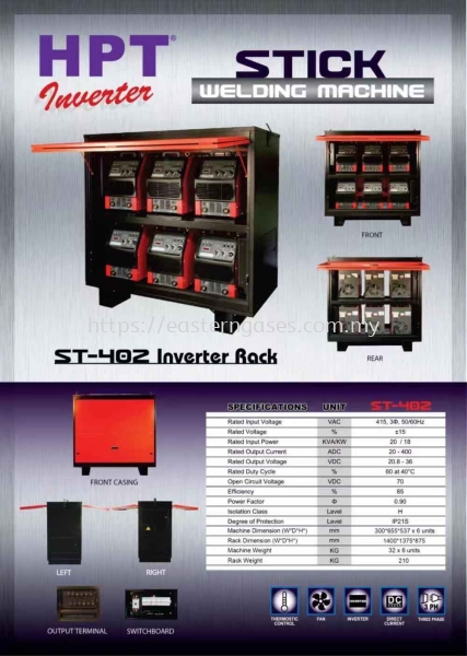 HPT STICK MACHINE ST-402 INVERTER RACK STICK MACHINE HPT WELDING MACHINE Selangor, Malaysia, Kuala Lumpur (KL), Klang Supplier, Suppliers, Supply, Supplies | Eastern Gases Trading Sdn Bhd