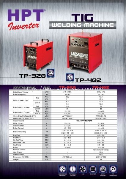 HPT AC/DC TIG WELDING MACHINE TP-320/TP-402 TIG MACHINE HPT WELDING MACHINE Selangor, Malaysia, Kuala Lumpur (KL), Klang Supplier, Suppliers, Supply, Supplies | Eastern Gases Trading Sdn Bhd