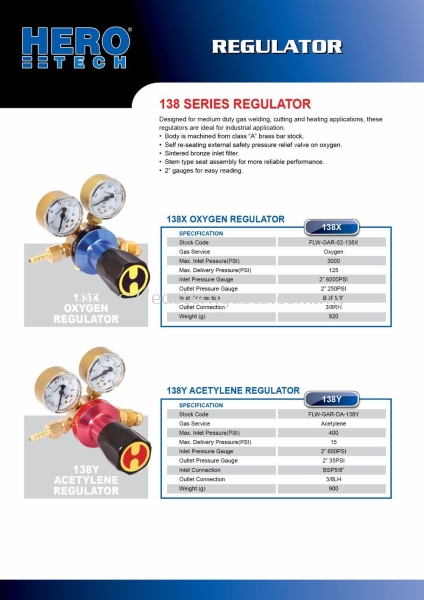 HERO OXYGEN/ACETYLENE REGULATOR REGULATOR & PART GAS EQUIPMENT ACCESSORIES Selangor, Malaysia, Kuala Lumpur (KL), Klang Supplier, Suppliers, Supply, Supplies | Eastern Gases Trading Sdn Bhd