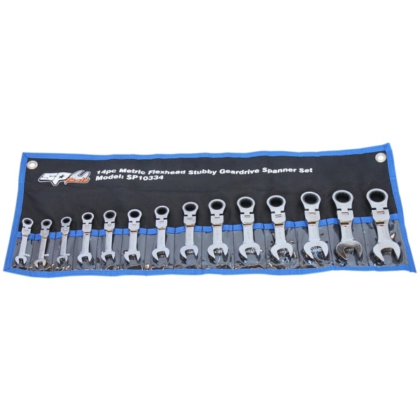 SP TOOLS GEAR DRIVE ROE SPANNER SET - FLEX HEAD STUBBY - METRIC - 14PC SP10334 Gear Drive ROE Spanners & Shifters Malaysia, Selangor, Kuala Lumpur (KL), Subang Jaya Supplier, Supply, Supplies, Distributor | SP Tools Sdn Bhd