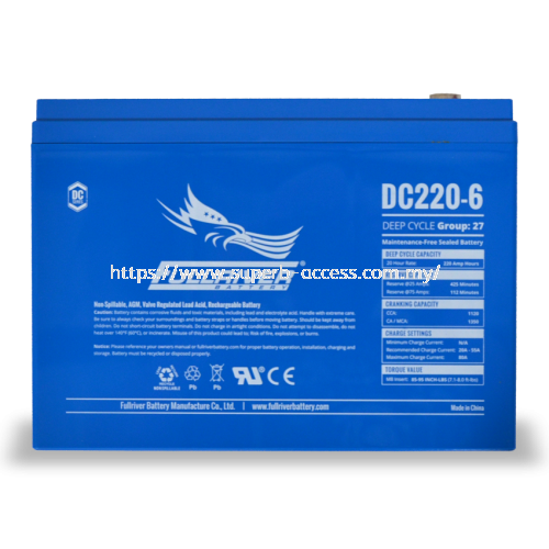 DC220-6 Deep-Cycle AGM Battery DC Series Battery Fullriver AGM Battery Selangor, Malaysia, Kuala Lumpur (KL), Shah Alam Supplier, Rental, Supply, Supplies | Superb Access Solutions Sdn Bhd