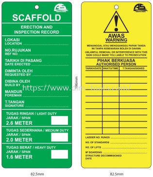 AS SCAFFOLD TAG  CARD ONLY AIS-STAG-CARD/GY