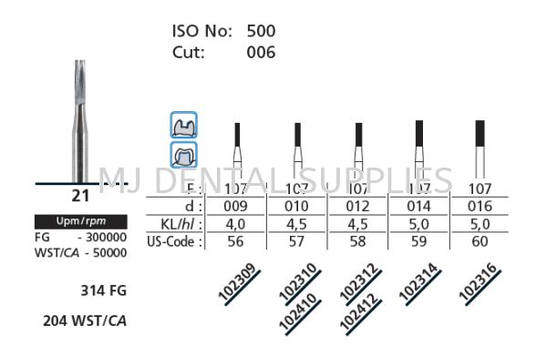 DENTISTRY CARBIDE BURS, CYLINDER Dentistry Bur Dentistry Selangor, Malaysia, Kuala Lumpur (KL), Shah Alam Supplier, Distributor, Supply, Supplies | MJ Dental Supplies
