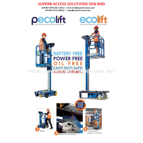 Peco Lift & Eco Lift Peco & Eco Lift (Non Power) Aerial Work Platform Selangor, Malaysia, Kuala Lumpur (KL), Shah Alam Supplier, Rental, Supply, Supplies | Superb Access Solutions Sdn Bhd