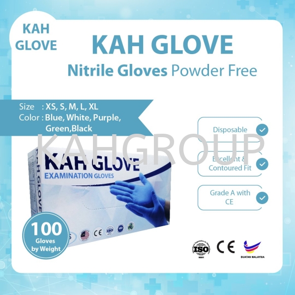 KAH Glove Nitrile Glove Powered Free @ CE Certified Others Selangor, Malaysia, Kuala Lumpur (KL), Johor Bahru (JB), Penang, Perak Supplier, Suppliers, Supply, Supplies | Kualiti Alam Hijau (M) Sdn Bhd