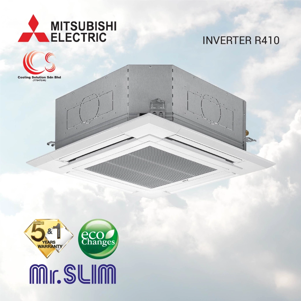 (PLY-SP18EA) MITSUBISHI CASSETTE INVERTER R410 2.0HP- 4.0HP Air Conditioner/ Aircond