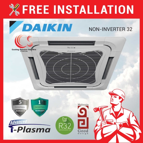 (FCC50A / RC50A) Free Installation DAIKIN CASSETTE NON INVERTER BASIC R32 2.0HP - 4.5HP Air Conditioner/ Aircond