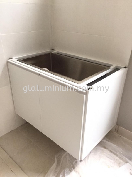 aluminium p/c white + composite panel white  Toilet table cabinets swing door Selangor, Malaysia, Kuala Lumpur (KL), Cheras Supplier, Installation, Supply, Supplies | GL GLASS & ALUMINIUM TRADING