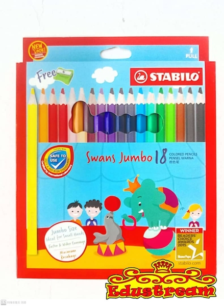 Stabilo Swans Jumbo 18 Color Pencils (L) Color Pencils Art Supplies Stationery & Craft Johor Bahru (JB), Malaysia Supplier, Suppliers, Supply, Supplies | Edustream Sdn Bhd