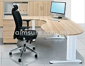 P shape table with white leg AIM66B (Side)