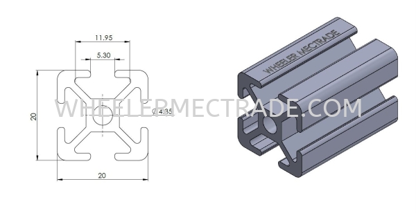 Aluminium Profile 20 x 20  P5 Series Aluminium Profiles Aluminium Profile Singapore, Malaysia, Johor Bahru (JB), Indonesia, Ulu Tiram Supplier, Suppliers, Supply, Supplies | WHEELER MECTRADE (S) PTE LTD