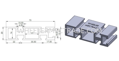 Aluminium Profile 20 x 75