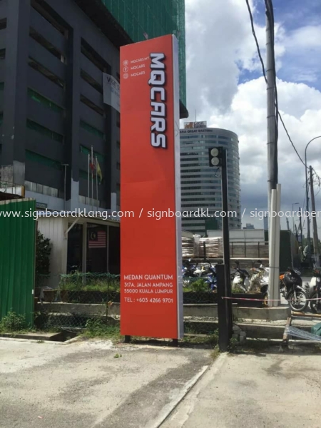 Mqcars Aluminum Pylon stand 3D LED channel box up lettering frontlit signage at Kuala Lumpur Pylon Stand Signage Selangor, Malaysia, Kuala Lumpur (KL) Pembuat, Pebekal, Pemasangan | Great Sign Advertising (M) Sdn Bhd