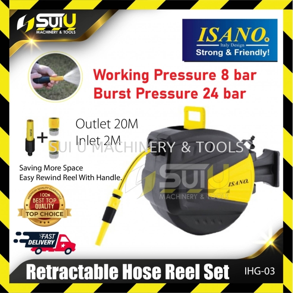 ISANO IHG-03 Retractable Hose Reel Set 20M 1/2" Hose Reel Agriculture & Gardening Kuala Lumpur (KL), Malaysia, Selangor, Setapak Supplier, Suppliers, Supply, Supplies | Sui U Machinery & Tools (M) Sdn Bhd