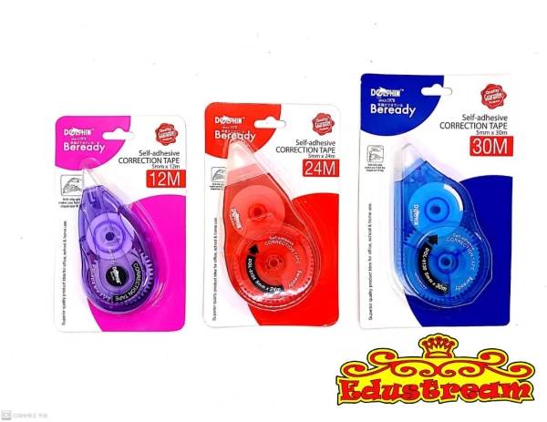 DOLPHIN CORRECTION TAPE 12/24/30MM Correction Tape/Pen Writing & Correction Stationery & Craft Johor Bahru (JB), Malaysia Supplier, Suppliers, Supply, Supplies | Edustream Sdn Bhd