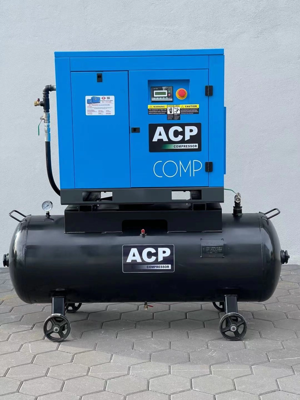 ( 2 IN 1 ) 10.0HP “ACP” DIRECT DRIVE ROTARY SCREW AIR COMPRESSOR C/W 300L HORIZONTAL TANK, MODEL: RS 10A - P/300