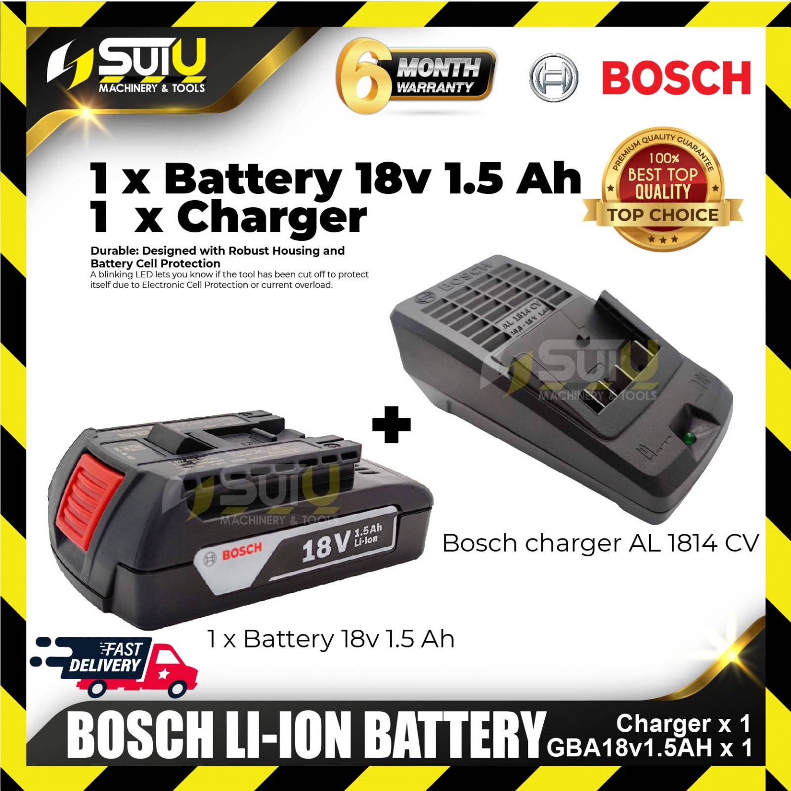 Bosch GBA18V 1.5AH GAL1814 18V Battery 1.5Ah Charger 1 x