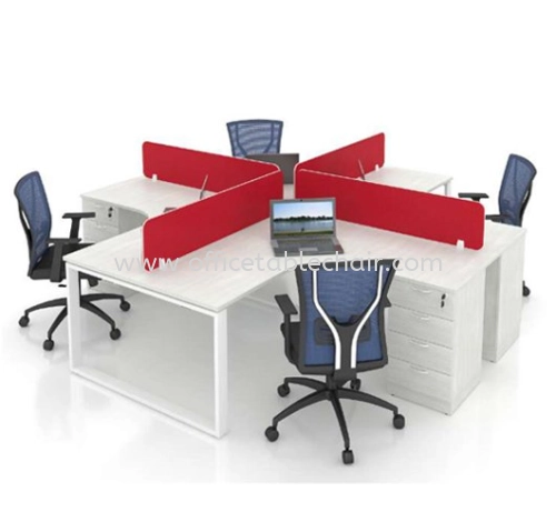 OPEN CONCEPT 4 WORKSTATION 1 WITH FIXED PEDESTAL 4D 1